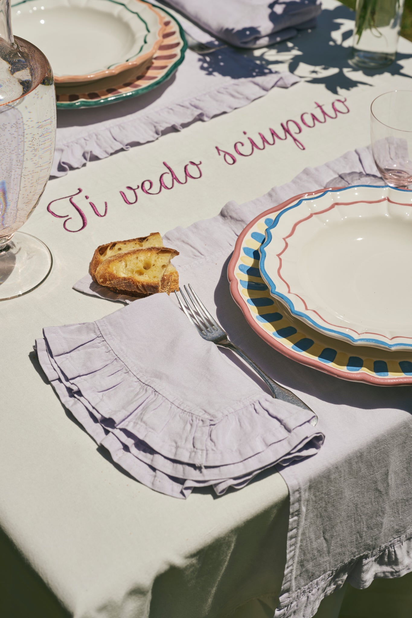 Tovaglia Quadrata in Lino - 180x180 cm - <br>"Ti Vedo Sciupato"